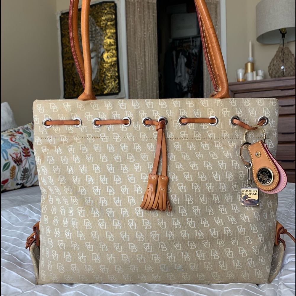 Dooney & Bourke Tan Canvas Tote & Leather
